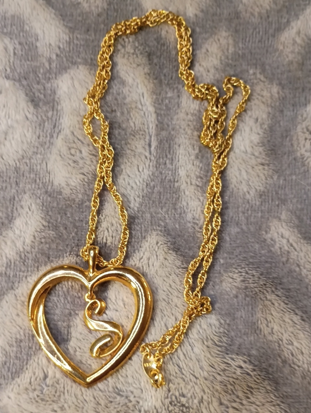 Gold Heart Pendant Necklace with S Initial - Women Jewelry Avon
